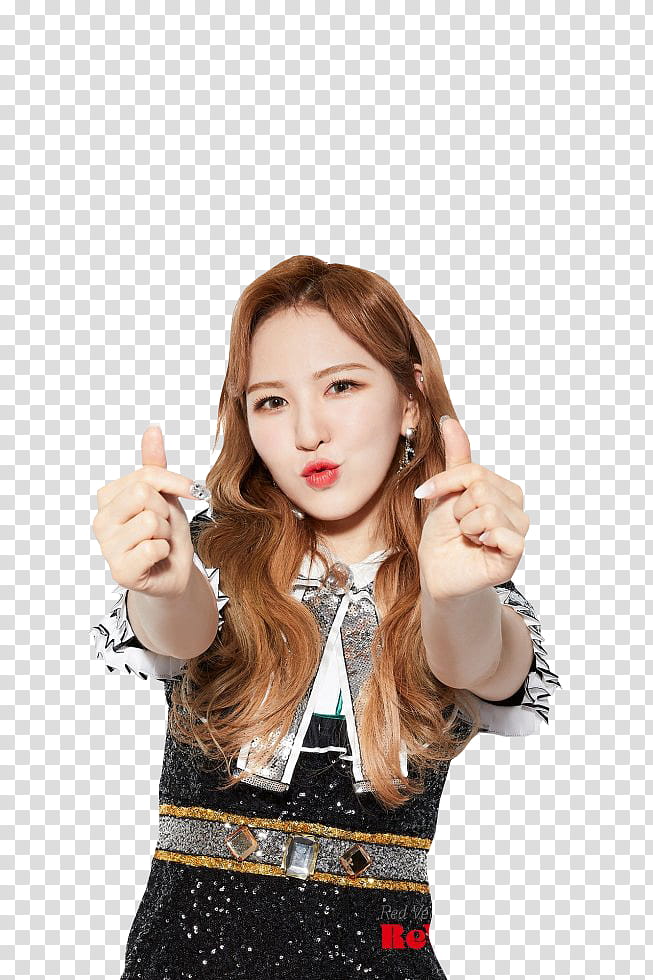 RED VELVET REVELUV BABY, woman doing the finger heart with both hands transparent background PNG clipart