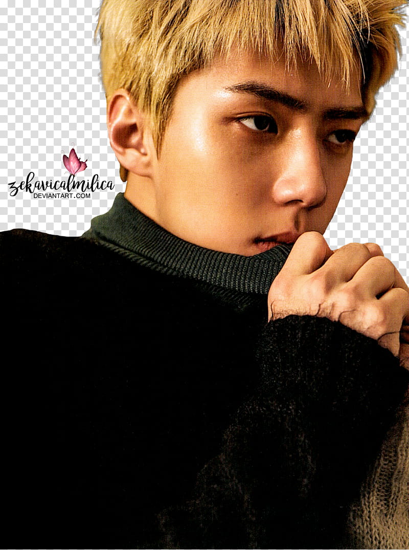 EXO Sehun For Life, person holding black fur sweater transparent background PNG clipart