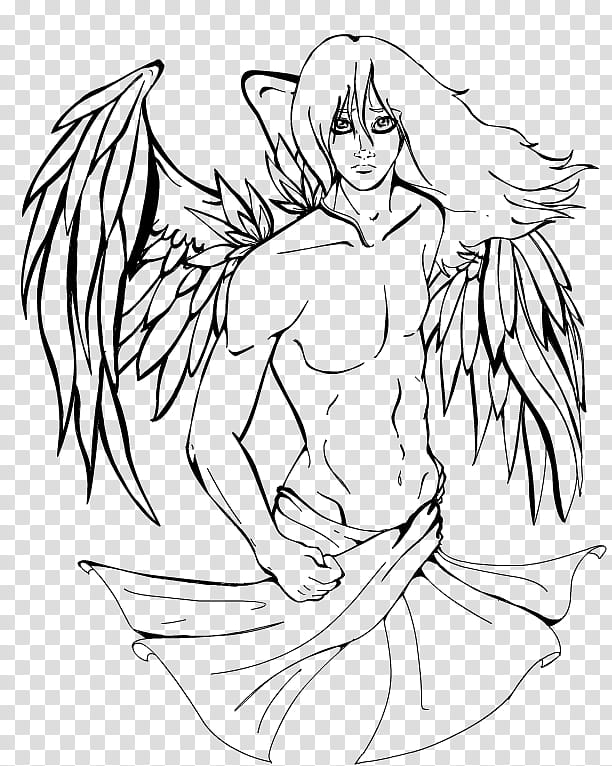 Male angel lines, male with wings illustration transparent background PNG clipart