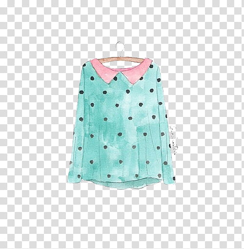 overlays, teal and black polka dot shirt on hanger transparent background PNG clipart