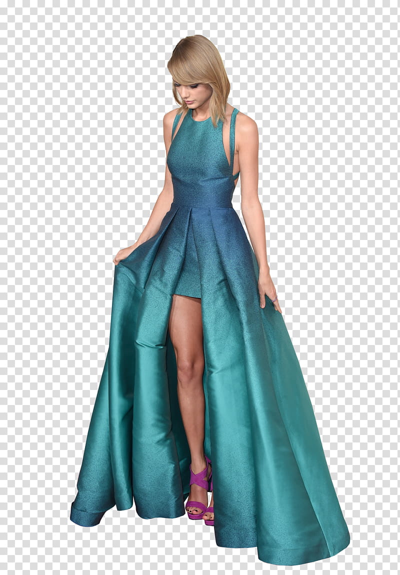 Taylor Swift , woman wearing teal dress transparent background PNG clipart