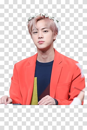 Jin 154 Boom Shakalaka s, man wearing orange notch lapel suit jacket transparent background PNG clipart thumbnail