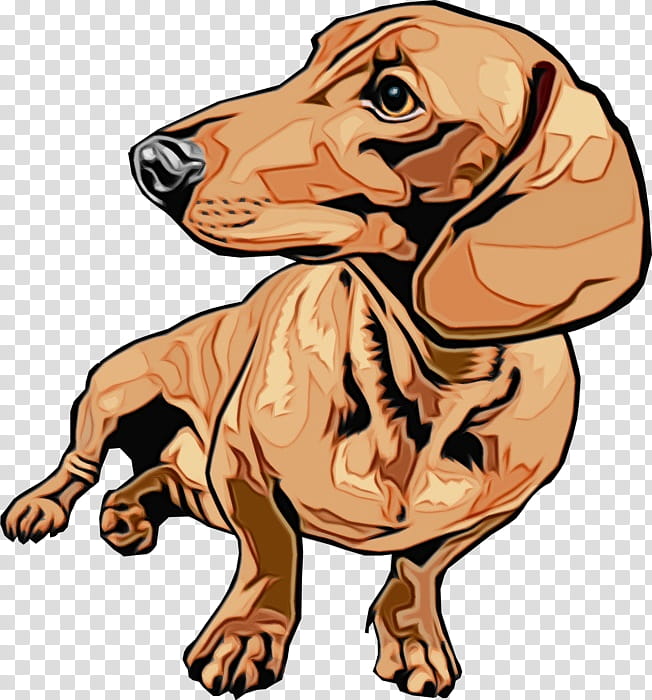 dog cartoon dachshund dog breed, Watercolor, Paint, Wet Ink, Snout, Vizsla transparent background PNG clipart