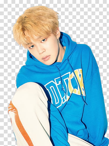 BTS , man wearing blue drawstring hoodie with white pants transparent background PNG clipart