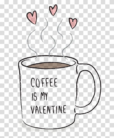 Valentine Day, white mug sketch transparent background PNG clipart