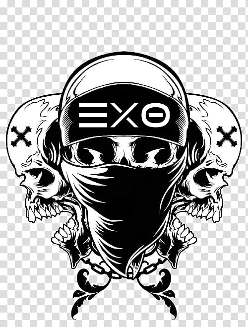 Skull Logo, Drawing, Gangster, Head, Blackandwhite, Bone, Tshirt transparent background PNG clipart