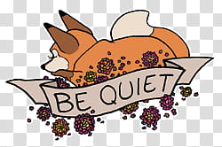 dog with be quiet text overlay transparent background PNG clipart