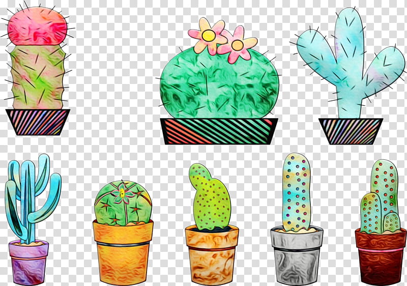 Cactus, Watercolor, Paint, Wet Ink, Flowerpot, Plant, Houseplant ...