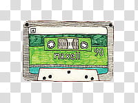 Cassettes, green and gray Maxell cassette tape transparent background PNG clipart