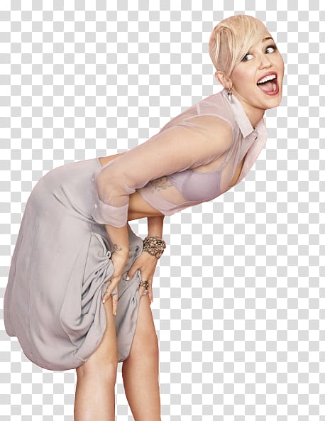 Miley Cyrus , Miley Cyrus wearing gray and clear sheer long-sleeved midi dress transparent background PNG clipart
