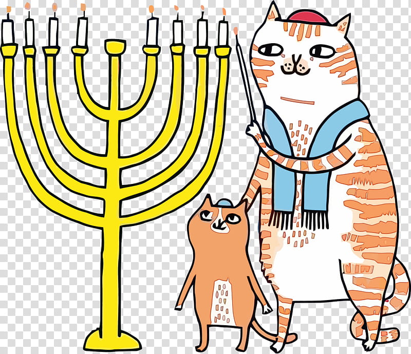 Hanukkah, Hanukkah Candle, Happy Hanukkah, Watercolor, Paint, Wet Ink, Menorah, Cartoon transparent background PNG clipart