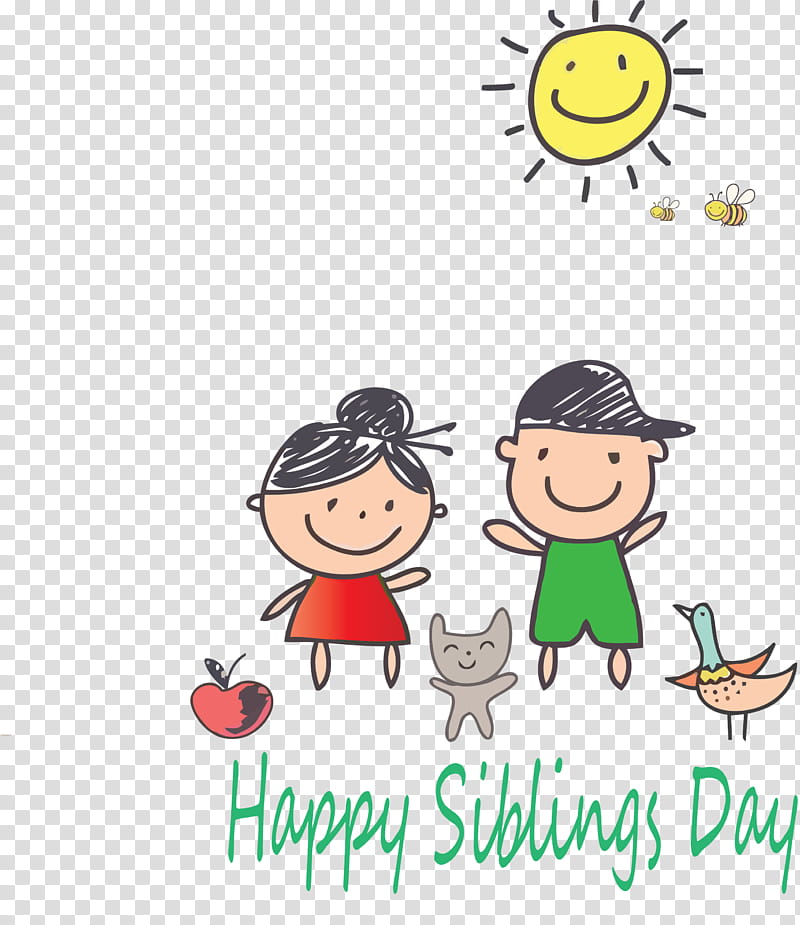 Siblings Day Happy Siblings Day National Siblings Day, Cartoon, Text, Sharing, Interaction, Smile, Playing With Kids, Child transparent background PNG clipart
