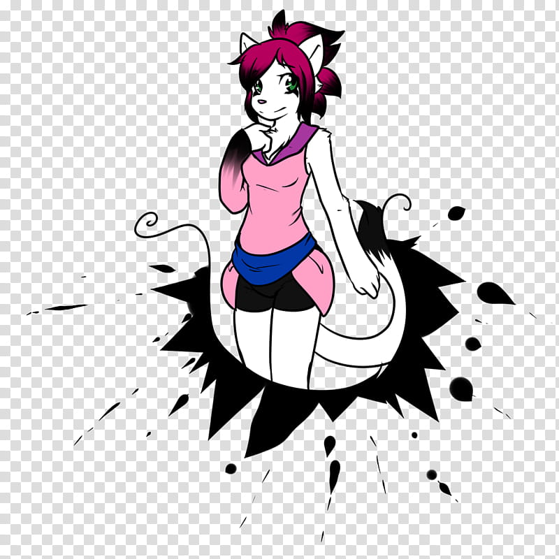 People Say I Draw Cute Things, pink-haired wolf girl cartoon character illustration transparent background PNG clipart