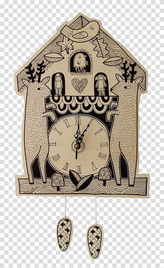 Vintage Clocks s, brown and black illustration of cuckoo clock transparent background PNG clipart