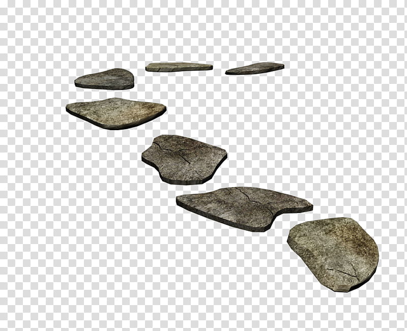 D Stepping Stones, six gray stones transparent background PNG clipart
