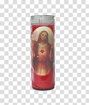 AESTHETIC GRUNGE, red votive candle showing Jesus Christ transparent background PNG clipart
