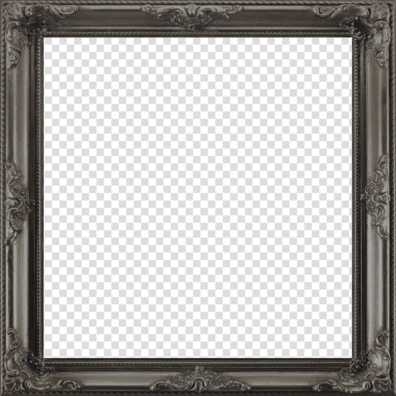 Antique Frame I square, square gray metal frame transparent background PNG clipart
