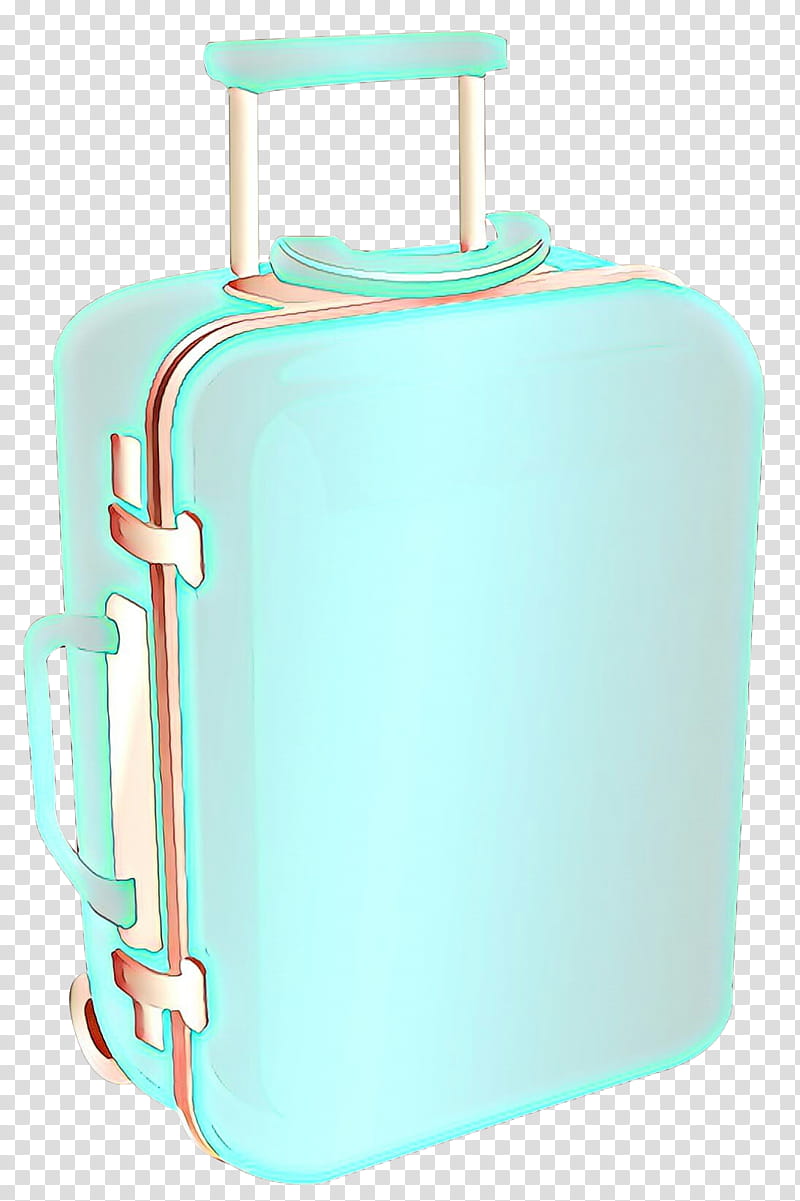 suitcase turquoise aqua hand luggage baggage, Cartoon, Teal, Luggage And Bags, Travel transparent background PNG clipart