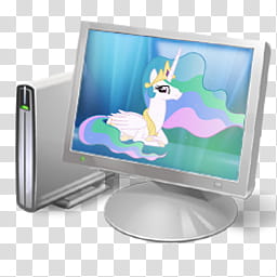 All icons in mac and ico PC formats, Computer, Celestia MyComputer, white My Little Pony transparent background PNG clipart