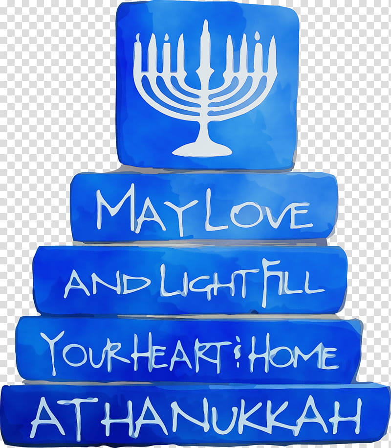 Hanukkah, Hanukkah Candle, Happy Hanukkah, Watercolor, Paint, Wet Ink, Menorah, Blue transparent background PNG clipart
