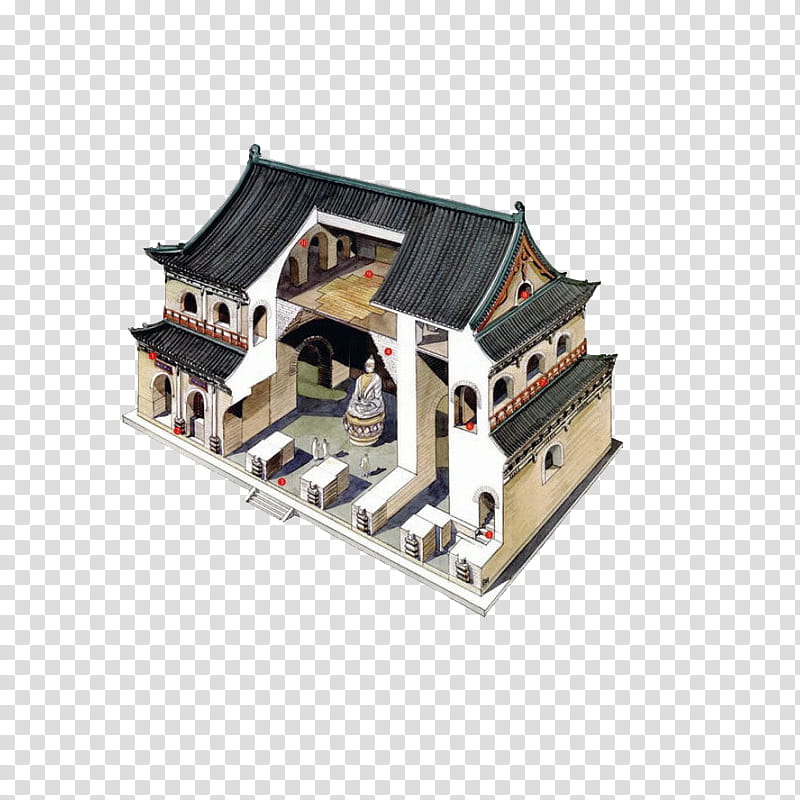 Chinese Architecture, white and gray building illustration transparent background PNG clipart