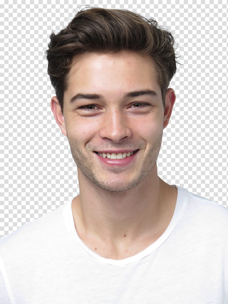 Francisco Lachowski, smiling man wearing white crew-neck shirt transparent background PNG clipart
