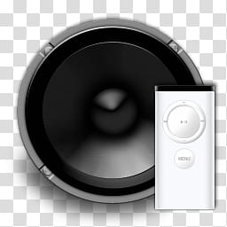 Speaker iTunes, speaker apple remote x, subwoofer and white MP player transparent background PNG clipart