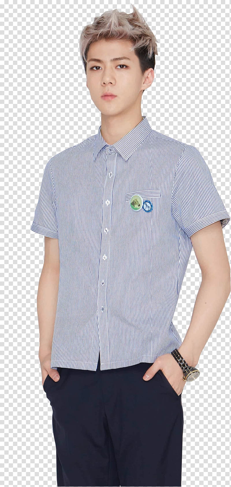 EXO PART TWO  S, man in blue button-up top transparent background PNG clipart