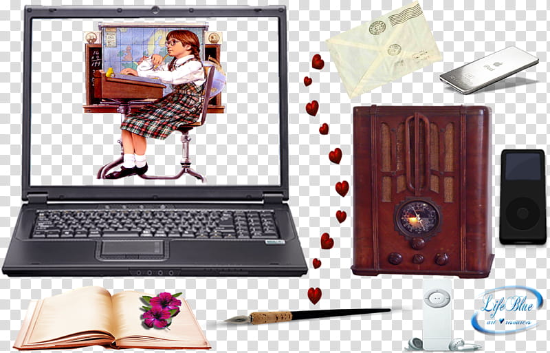 Yesterday and today, black laptop computer transparent background PNG clipart