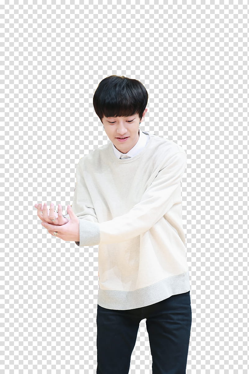 Render ChanYeol EXO, smiling man holding both hands transparent background PNG clipart