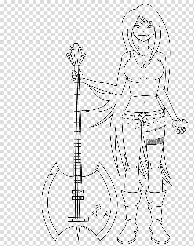 Fan Art Marceline The Vampire Queen Line Art, woman holding guitar art transparent background PNG clipart