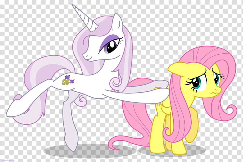 Fleur the posing pony and Fluttershy, white and yellow My Little Pony art transparent background PNG clipart