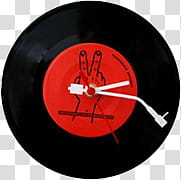 , red and black vinyl record analog clock transparent background PNG clipart