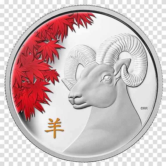 Gold Coin Chinese New Year, Goat, Royal Canadian Mint, Chinese Lunar Coins, Silver, Proof Coinage, Silver Coin, Chinese Zodiac transparent background PNG clipart