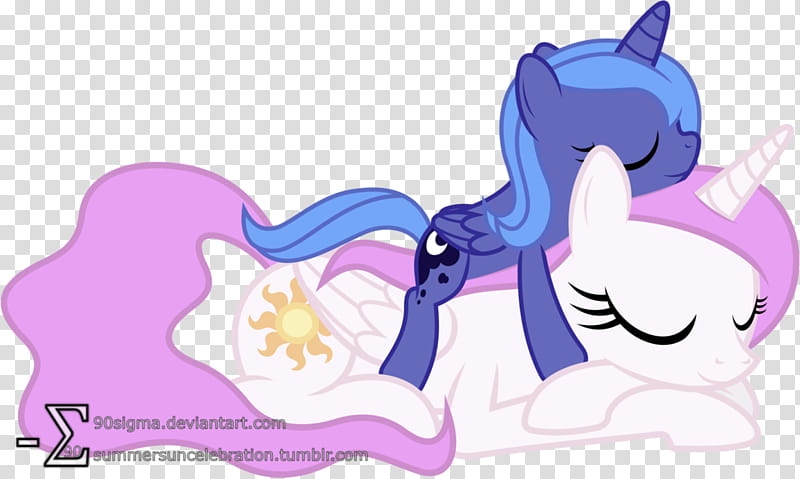 Princess Celestia and Princess Luna Sleeping (), My Little Pony illustration transparent background PNG clipart