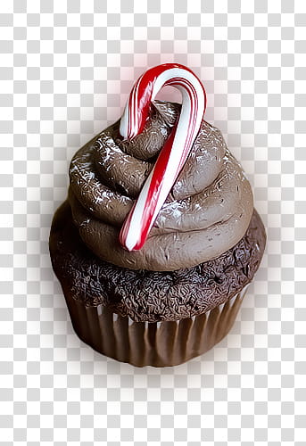 Christmas, cupcake with chocolate icing transparent background PNG clipart