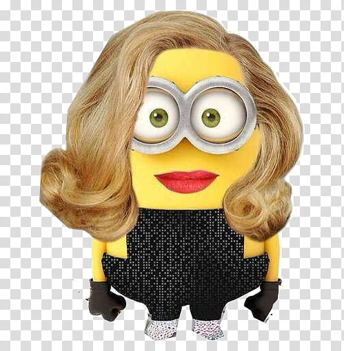 Minion with blonde wavy hair meme transparent background PNG clipart