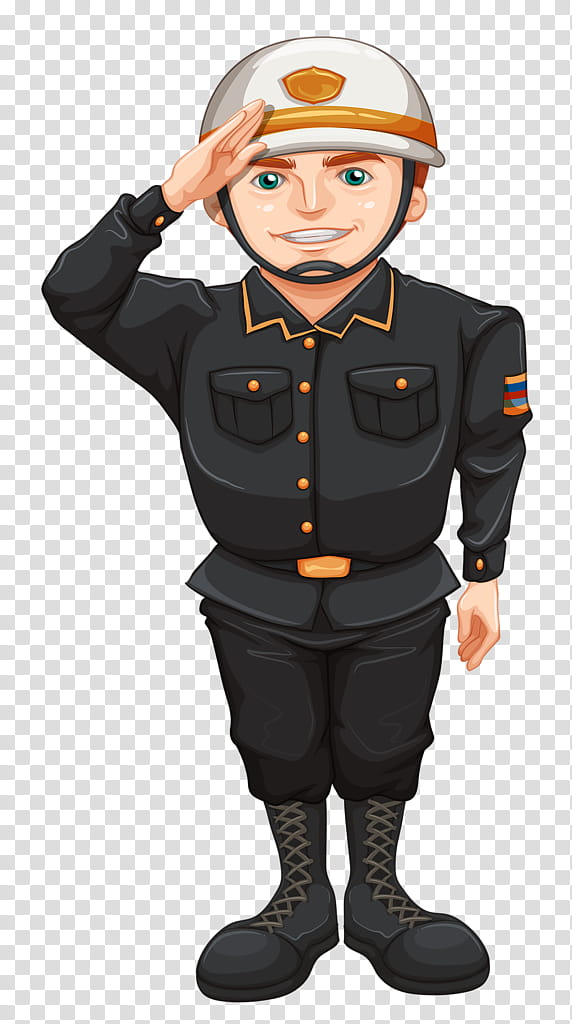 Police Uniform, SALUTE, Soldier, Cartoon, Official, Police Officer, Gesture transparent background PNG clipart