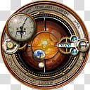 Steampunk Orrery Calendar Clock Yahoo Widget MkII, round brown and gray compass transparent background PNG clipart