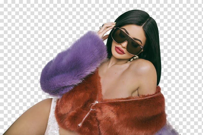  KYLIE JENNER, woman in brown fur coat transparent background PNG clipart