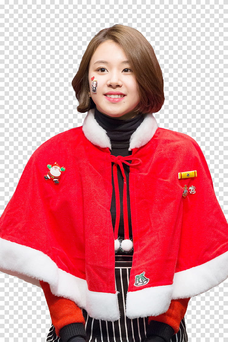 woman wearing red and white coat transparent background PNG clipart