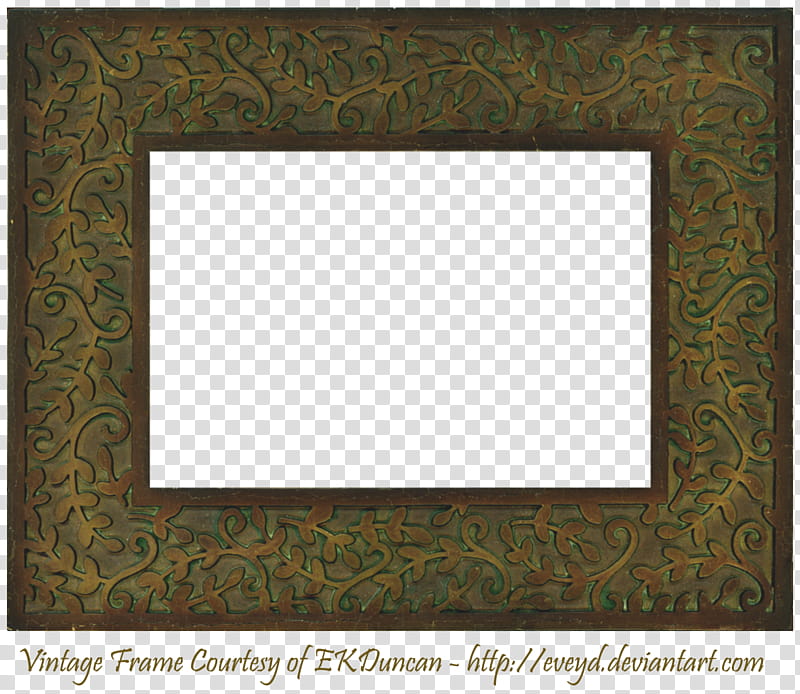 Vintage Bronze Leaf Frame, green and brown floral frame transparent background PNG clipart