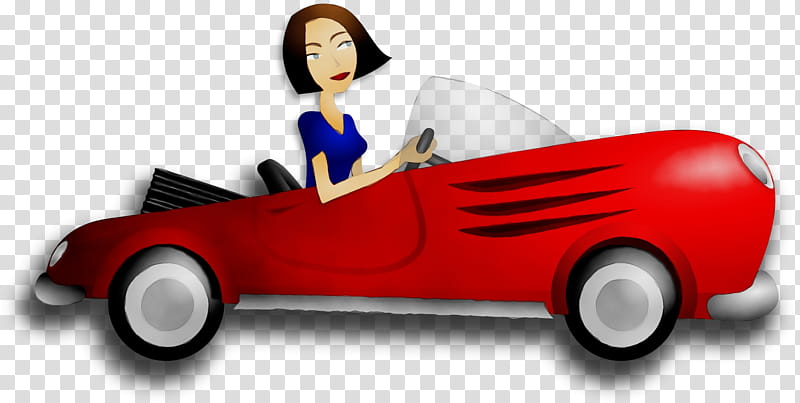 Classic Car, Watercolor, Paint, Wet Ink, Woman, Driving, Sports Car, Girl transparent background PNG clipart
