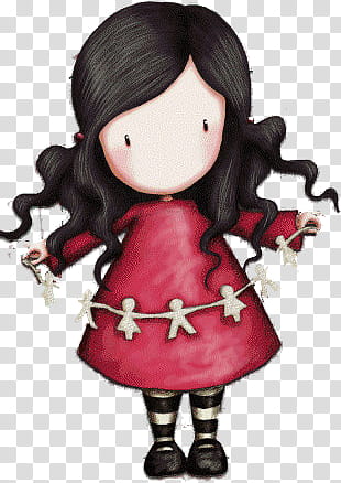 DeDecoraciones s, black-haired girl holding paper chain cutout illustration transparent background PNG clipart
