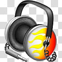 iTunes Icon , Fiery Funk_x, silver corded on-ear headphones illustration transparent background PNG clipart
