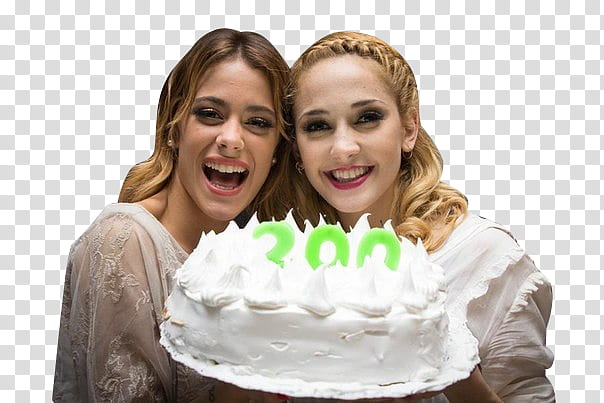 Martina Stoessel, smiling women holding cake transparent background PNG clipart