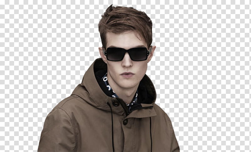 Male Model s, man wearing brown hoodie and black sunglasses transparent background PNG clipart