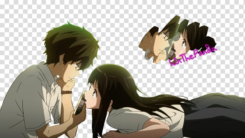 Render Oreki y Chitanda Hyouka, black-haired man anime character transparent background PNG clipart
