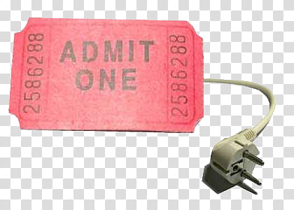 Tickets, pink admit one ticket near adapter transparent background PNG clipart