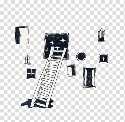 gray ladder on window overlooking stars illustration transparent background PNG clipart